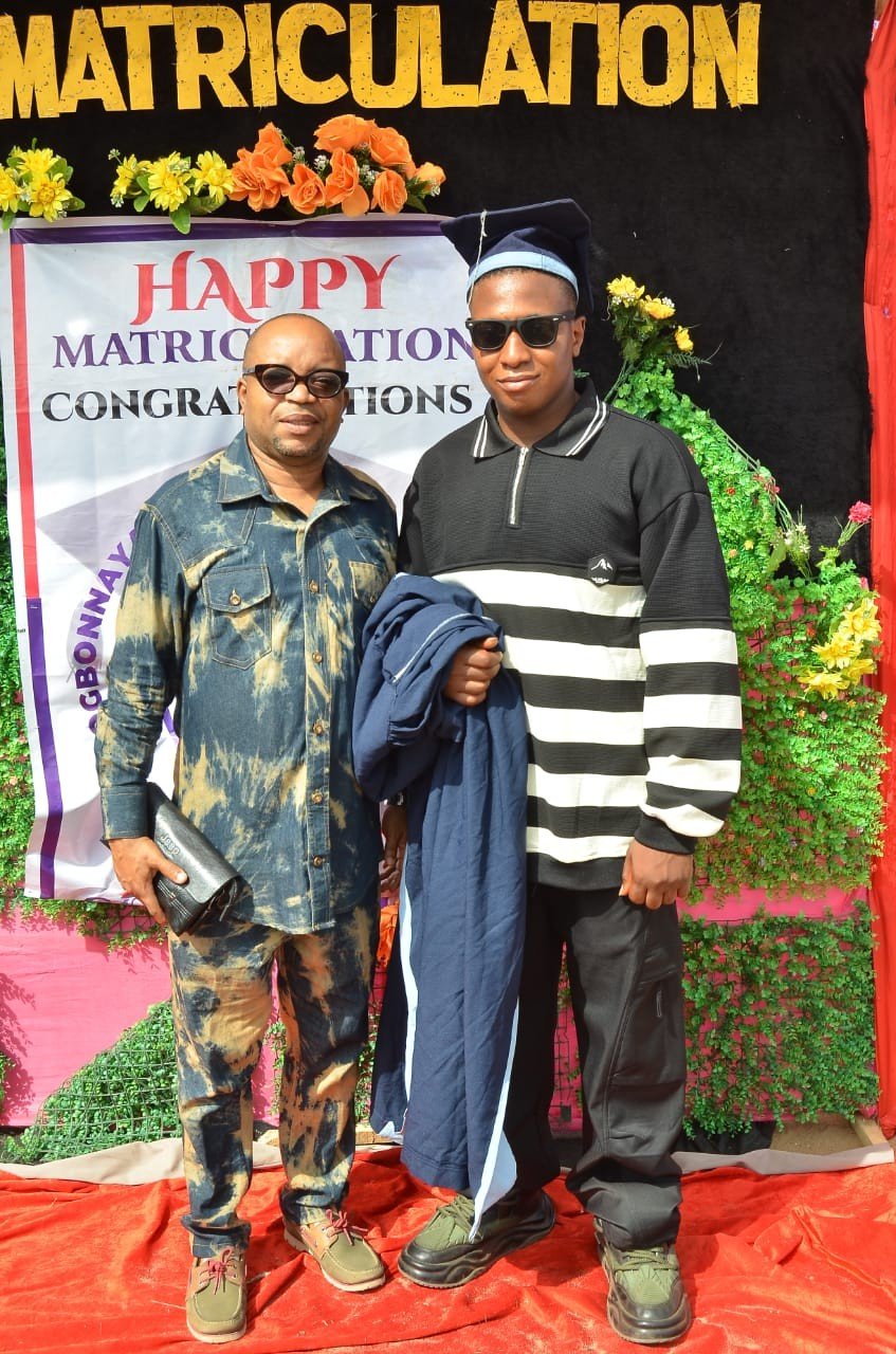 Scholarship beneficiary at matriculation with a guest