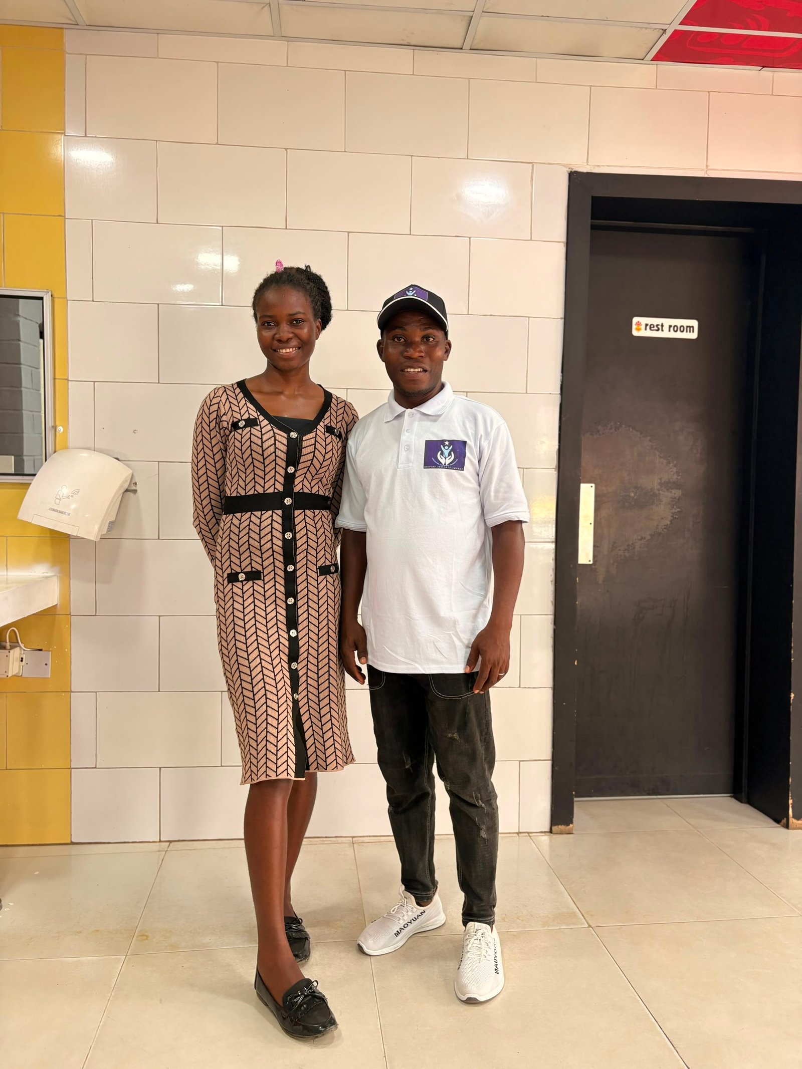 Scholarship recipient with a team member